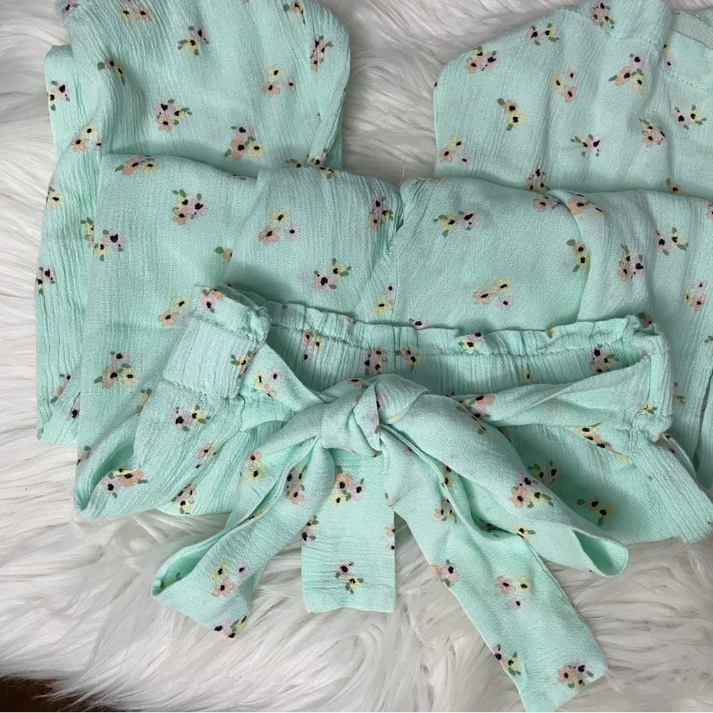 Fiorella girls floral linen lightweight tie waist pant size 6